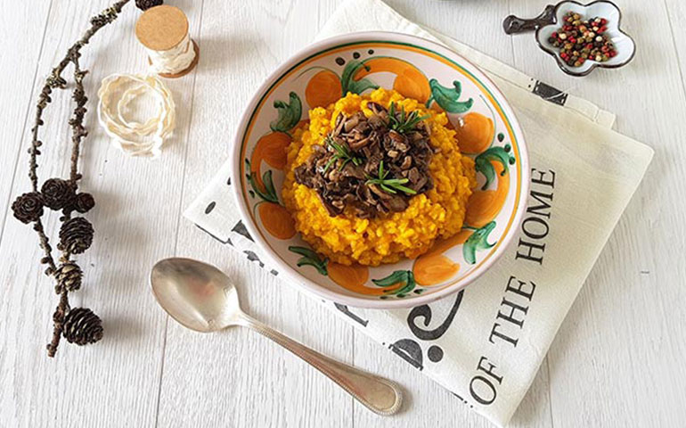 Risotto zucca e funghi  