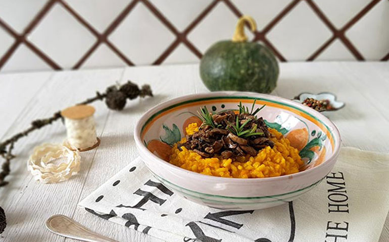 Risotto zucca e funghi 