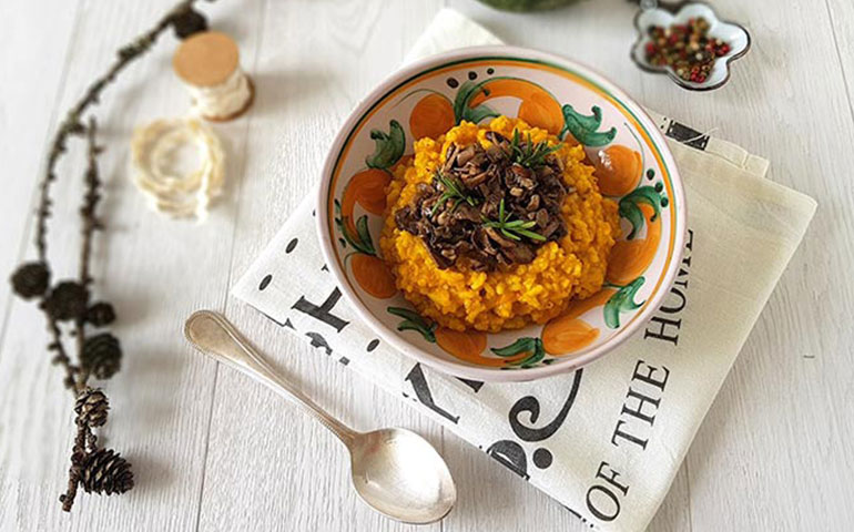 Risotto zucca e funghi 