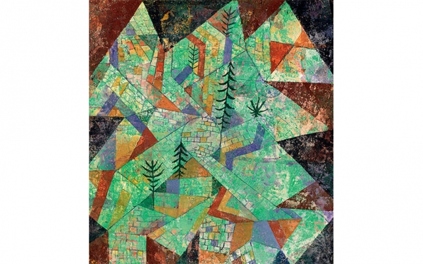 Paesaggio in verde con mura, detto "Costruzione boschiva", 1919|"Con la lampada a gas", 1915|"Roccia artificiale", 1927|||
